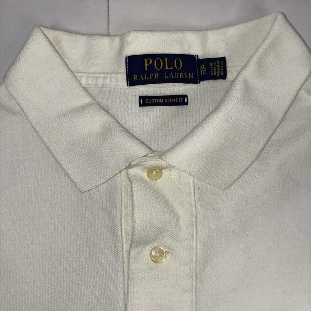 Polo Ralph Lauren Men's White Custom Slim Fit Short Sleeve Polo Shirt XL